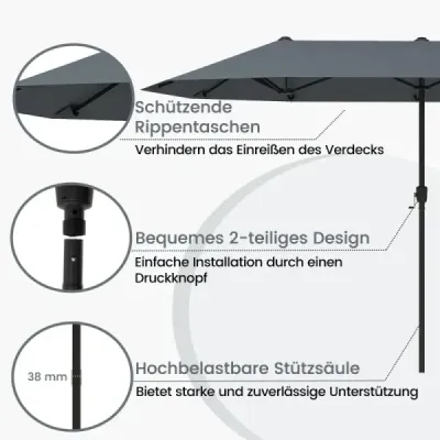 dublu soareshade cu manivela si protectie UV umbrela gradina umbrela terasa umbra gri