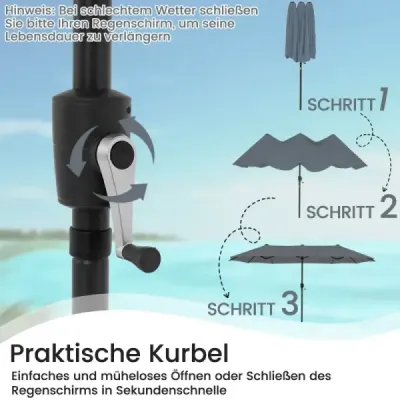 dublu soareshade cu manivela si protectie UV umbrela gradina umbrela terasa umbra gri