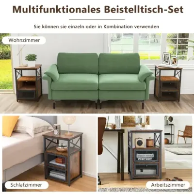 Masa moderna dining cu 2 sertar pliant si raft deschis Rustikal Braun