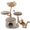 105cm Scratch Wood Cat Tree cu Cat Cave 2 scaune de plus Scratch coș