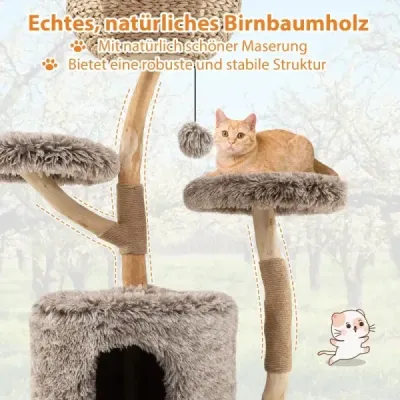 105cm Scratch Wood Cat Tree cu Cat Cave 2 scaune de plus Scratch coș