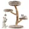 90 cm Scratch Wood Cat Tree cu 4 scaune de plus Posturi de &amp; zgâriere din iută
