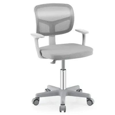 Scaun de birou pentru copii pivotabil 360° 80-91,5 cm inaltime gri pentru baiat reglabil