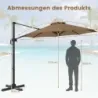 parasolar 300 x 300 cm cu manivela 360° semafor rotativ parasuta