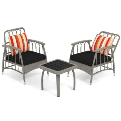 Set Polirattan Balcon mobila cu backrest reglabil cu 5 etape Rattan Terassenmöbel Masa