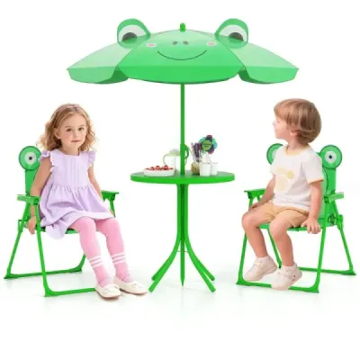 Grup de scaune pentru copii cu parasolar 4 Set scaun parţial pentru copii cu 2 scaune pliante grup verde