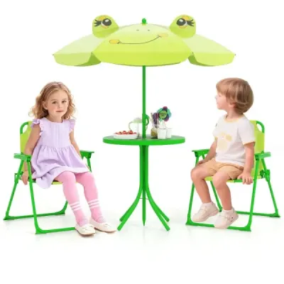 Grup de scaune pentru copii cu parasolar 4 Set scaun parţial pentru copii cu 2 scaune pliante grup de scaune verde deschis