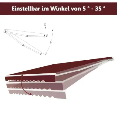 Markise cu terase din aluminiu retractabile cret protectie solara 3 x 2,5 m-vin rosu