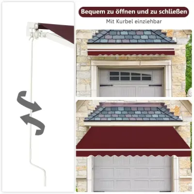 Markise cu terase din aluminiu retractabile cret protectie solara 3 x 2,5 m-vin rosu