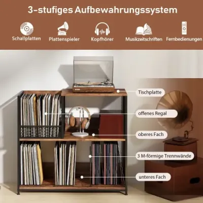 3-story recorder stand pentru până la 300 albume & 3 partiții detașabile